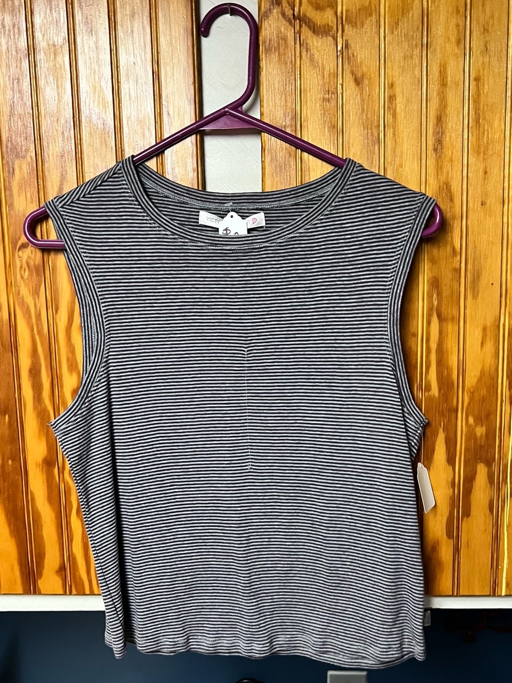 Victoria secret Sleeveless Black & White Striped Tank Top size L
